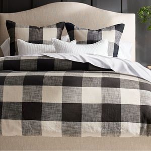 POTTERY BARN Bryce Check Duvet Cover yarn dyed king/cal king NEW!